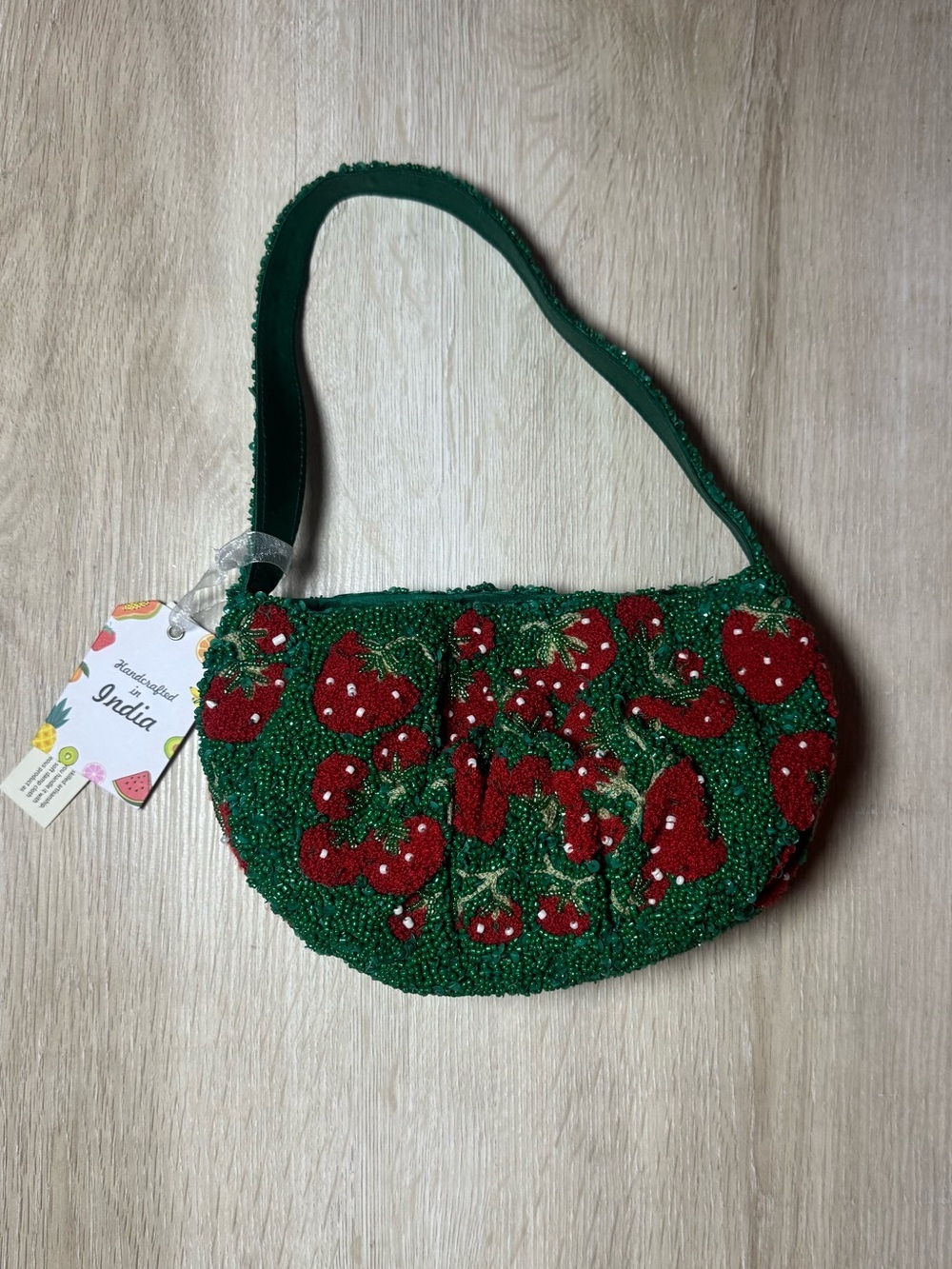 Handcrafted In India Beaded Strawberry Shoulder Bag